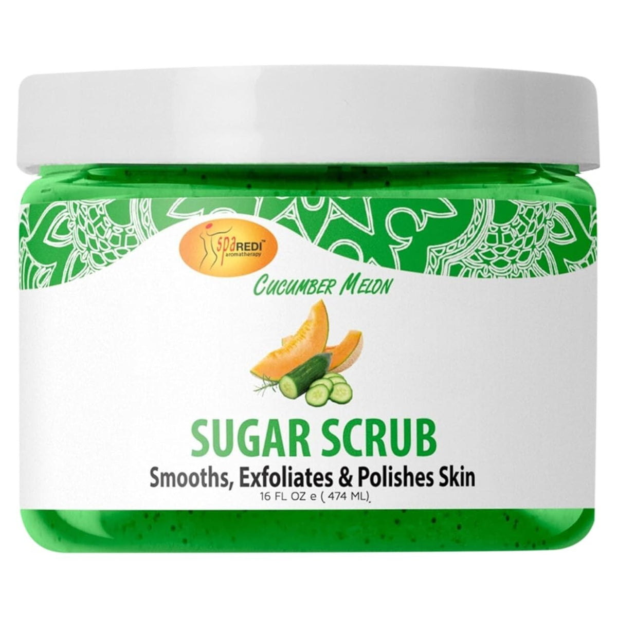 Sugar Body Scrub Exfoliator - Cucumber Melon, 16 oz