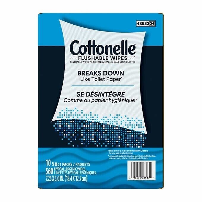 Flushable Personal Wipes for Sensitive Skin - 560 Count All Purpose