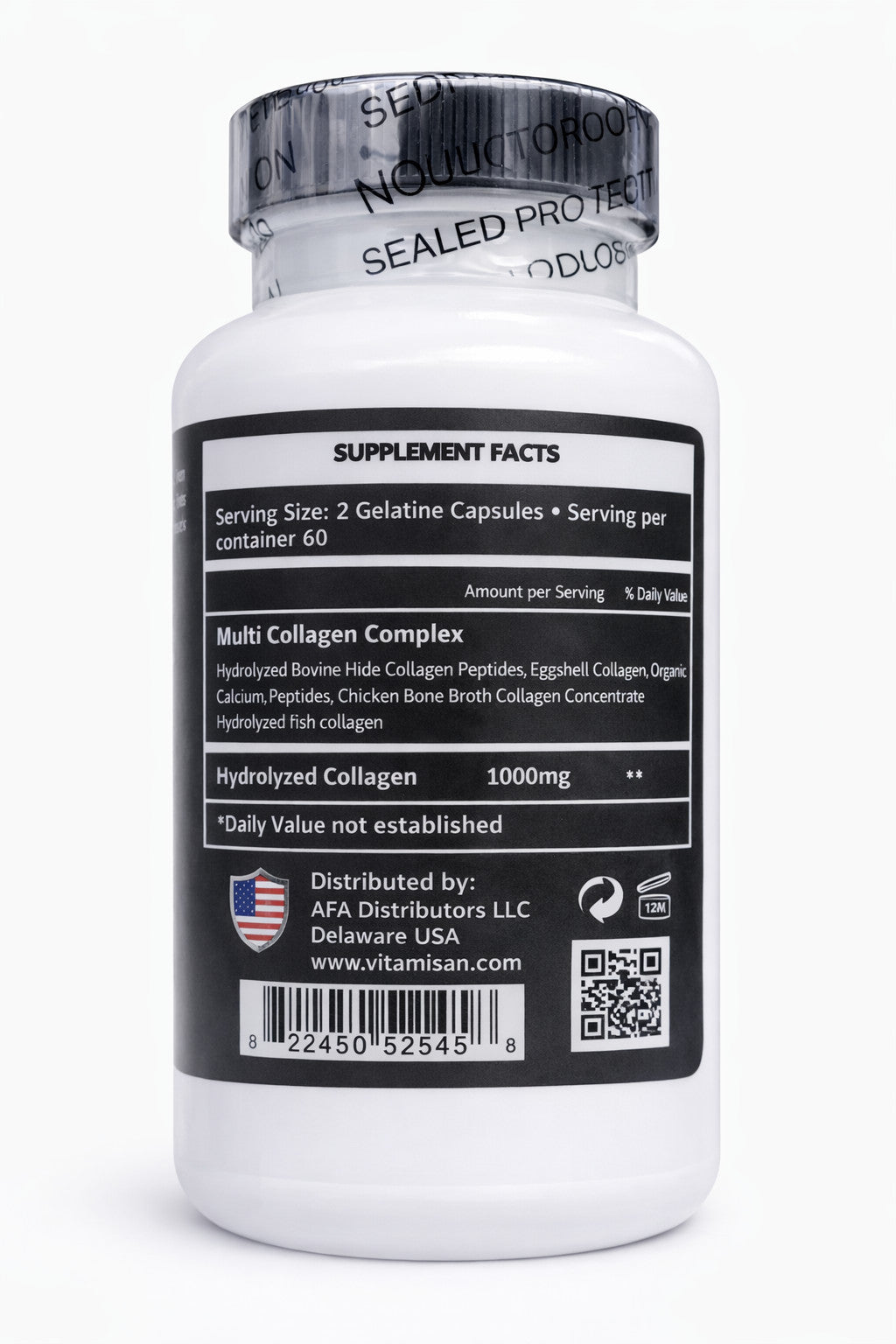 Hydrolyzed Collagen Capsules 1000mg | Multi-Type Collagen Peptides 240-Caps
