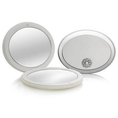 Danielle White Compact Oval Makeup Mirror with Swarovski Elements