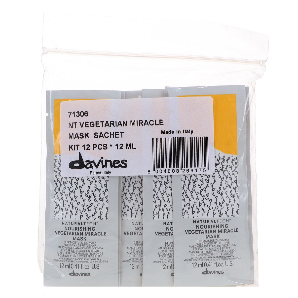 Vegetarian Hair Mask Sachet 12 Pack - Deep Conditioning Hair Treatment