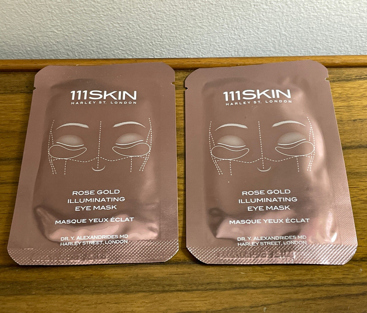 2 Pairs Rose Gold Illuminating Eye Masks Hydrogel Single Use - Sealed