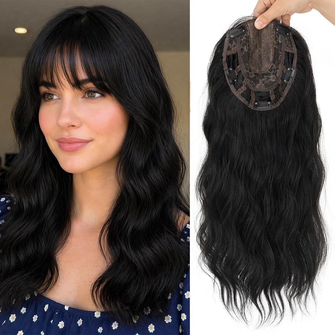 Women’s Clip-In Human Hair Topper with Hand-Tied Base - Water Wavy Style