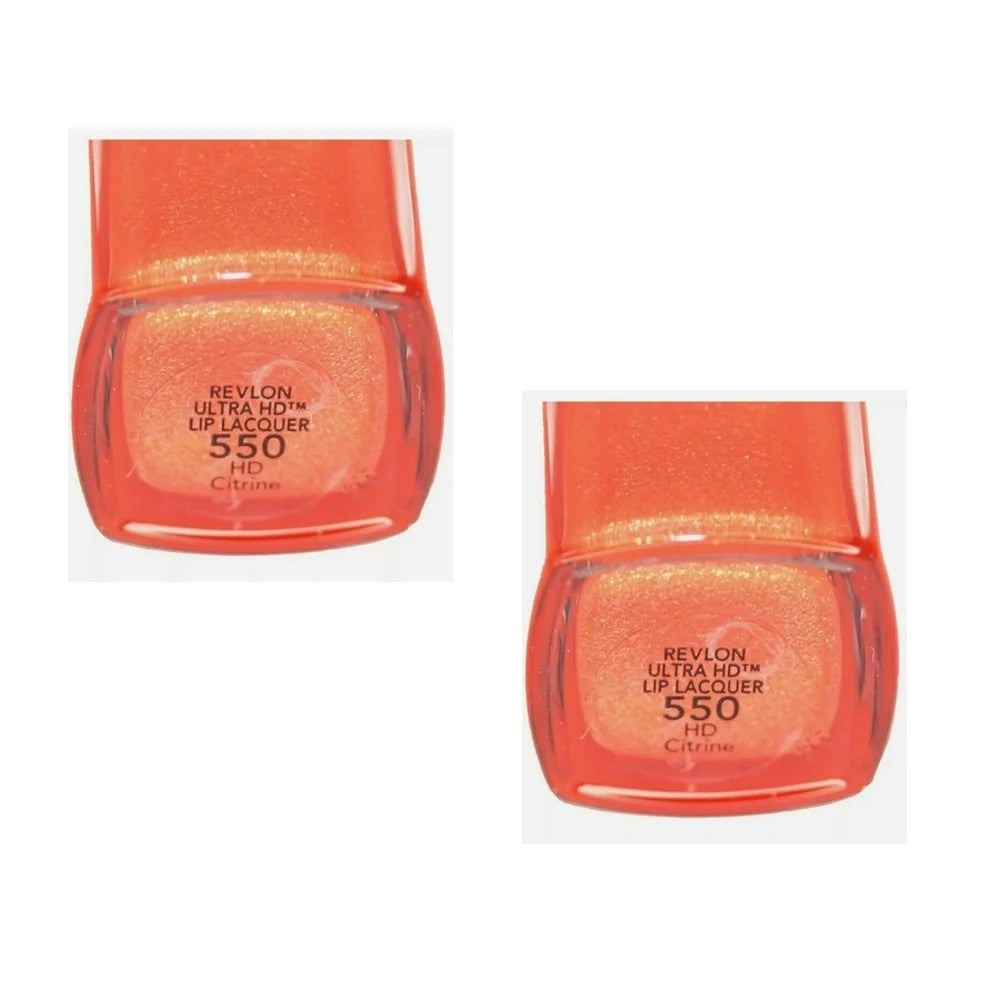 Revlon Ultra HD Lip Lacquer Set - Citrine 550 & Amber 555, Vivid Shine
