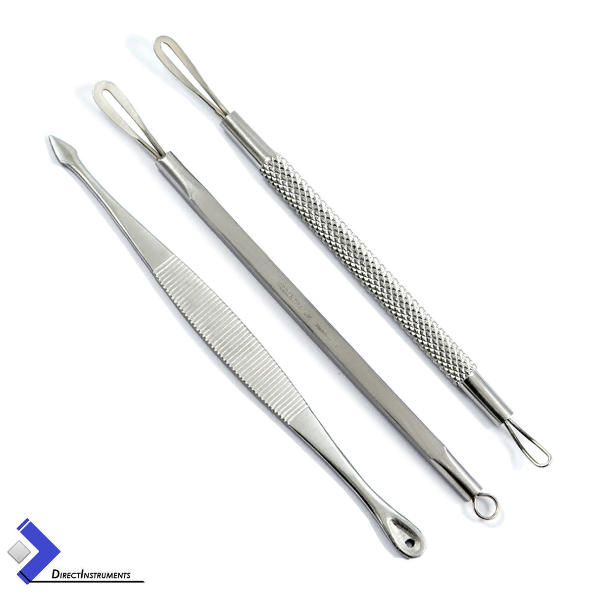 3 Pack Manual Comedone Extractors for Acne & Blackhead Removal