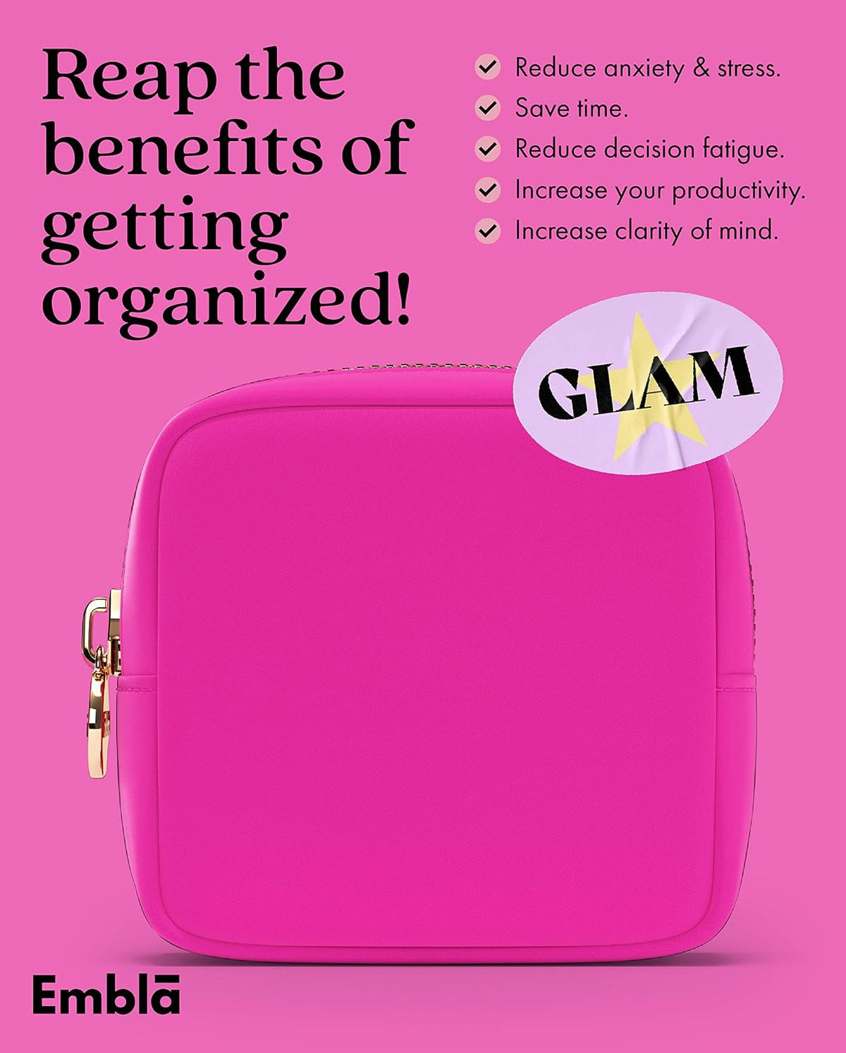 Travel Makeup Bag Waterproof Nylon Cosmetic Pouch with Zipper - Small Organizer for Women & Girls