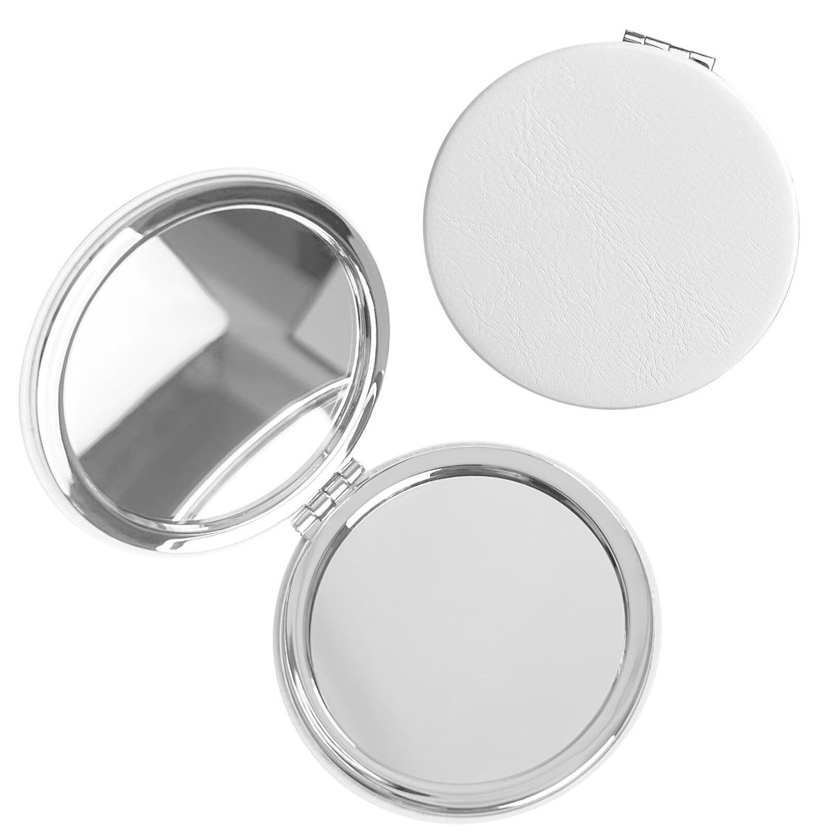Double-Sided Compact Mirror with PU Leather Cover - 1X/2X Magnification, 2 Pack
