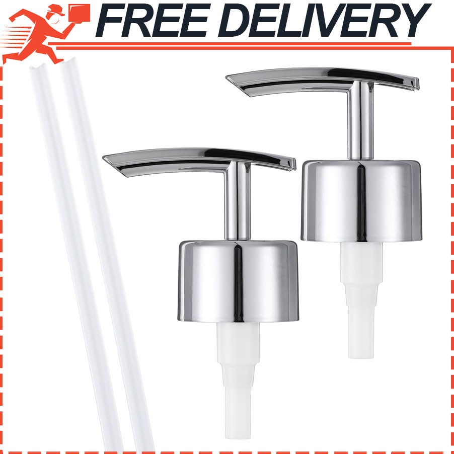 2 Pack Universal Silver Soap Dispenser Pumps Replacement Top for Liquid Hand Soaps