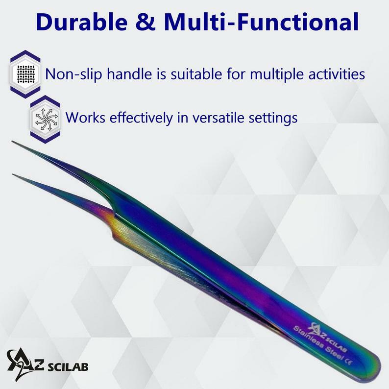 Rainbow Color Stainless Steel Eyelash Extension Tweezers - Pro Straight