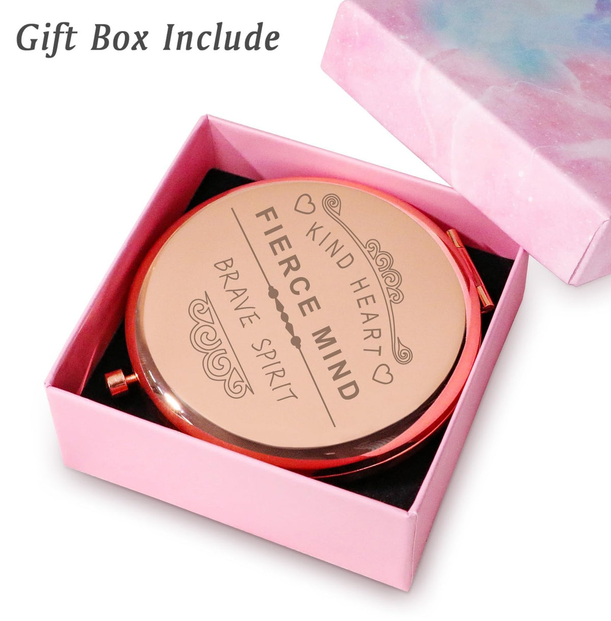 Personalized Compact Mirror Gift for Women Girls - Kind Heart Spirit