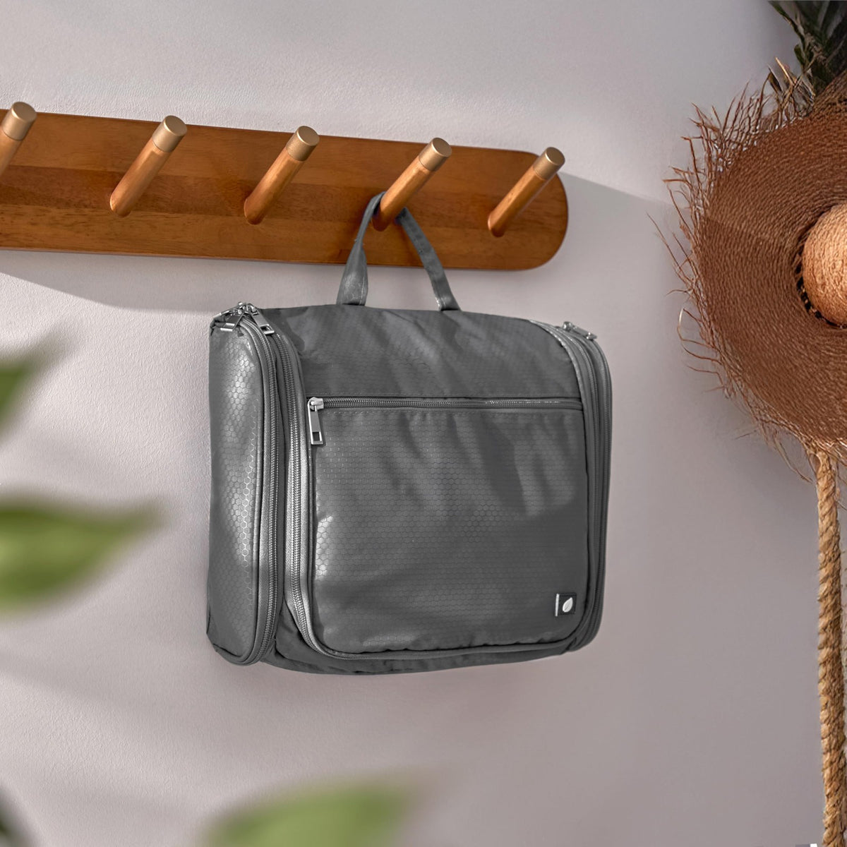 Large Hanging Toiletry Bag with 10 Compartments Waterproof Travel Organizer - Men Women Gray