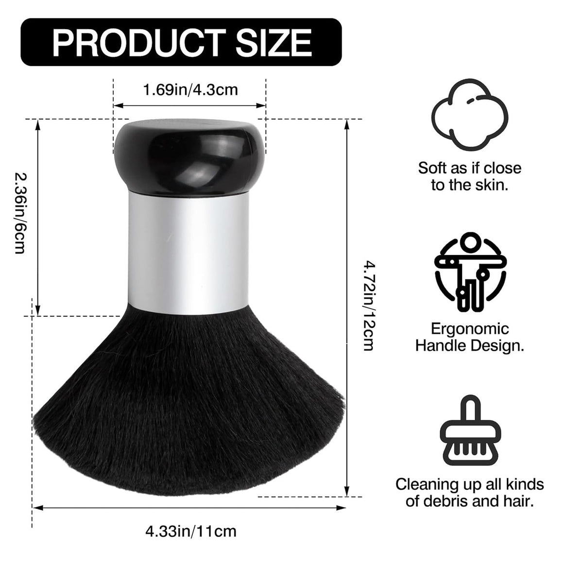 Neck Duster Brush with Stand-Up Base - Soft Bristles for Hair Removal