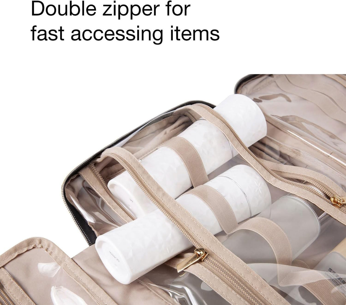 Large Water-Resistant Travel Toiletry Bag with Hanging Hook & Compartments