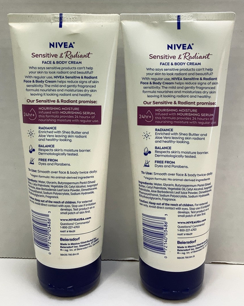 Sensitive & Radiant Face & Body Cream, 6.8oz (2-Pack)
