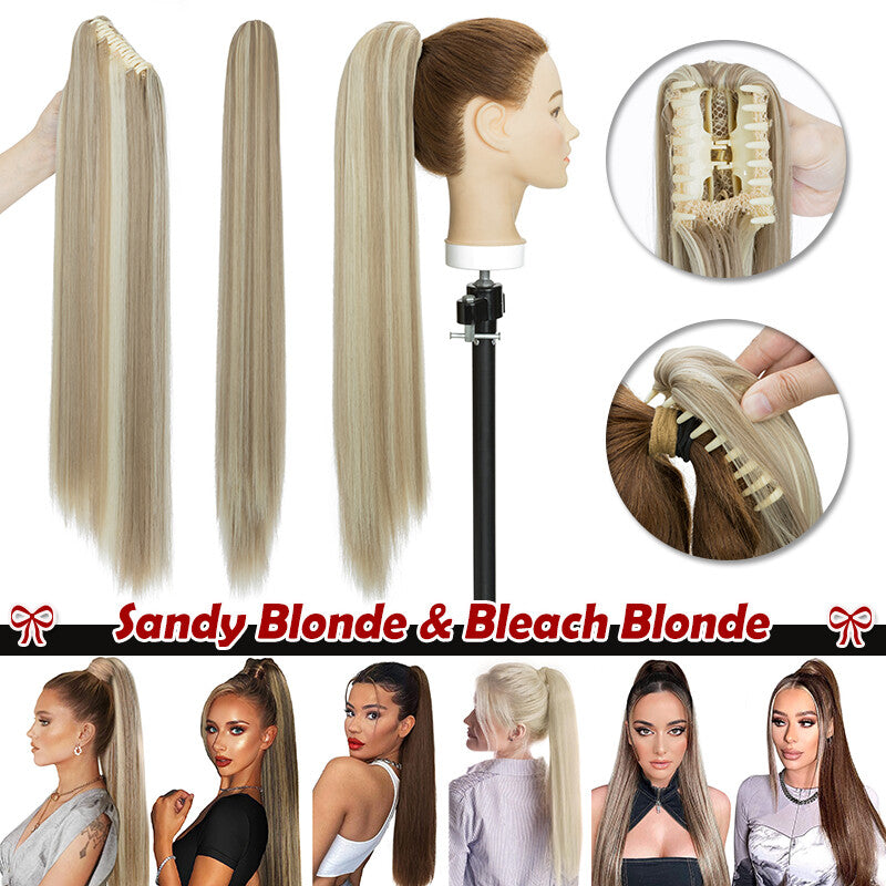 30-Inch Fluffy Ponytail Hair Extension with Claw Clip - Straight & Wave Styles
