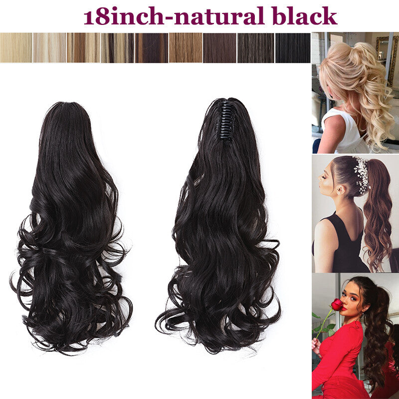Thick Ponytail Hair Extension with Claw Clip - Wavy Curly Synthetic Hair