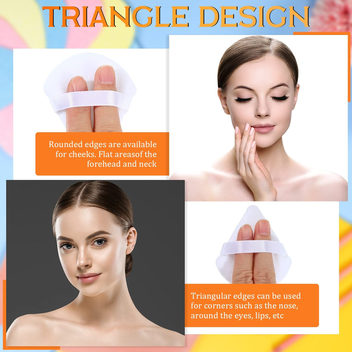 Triangle Powder Puff Set 100 Pcs Velour Makeup Sponges for Loose Powder