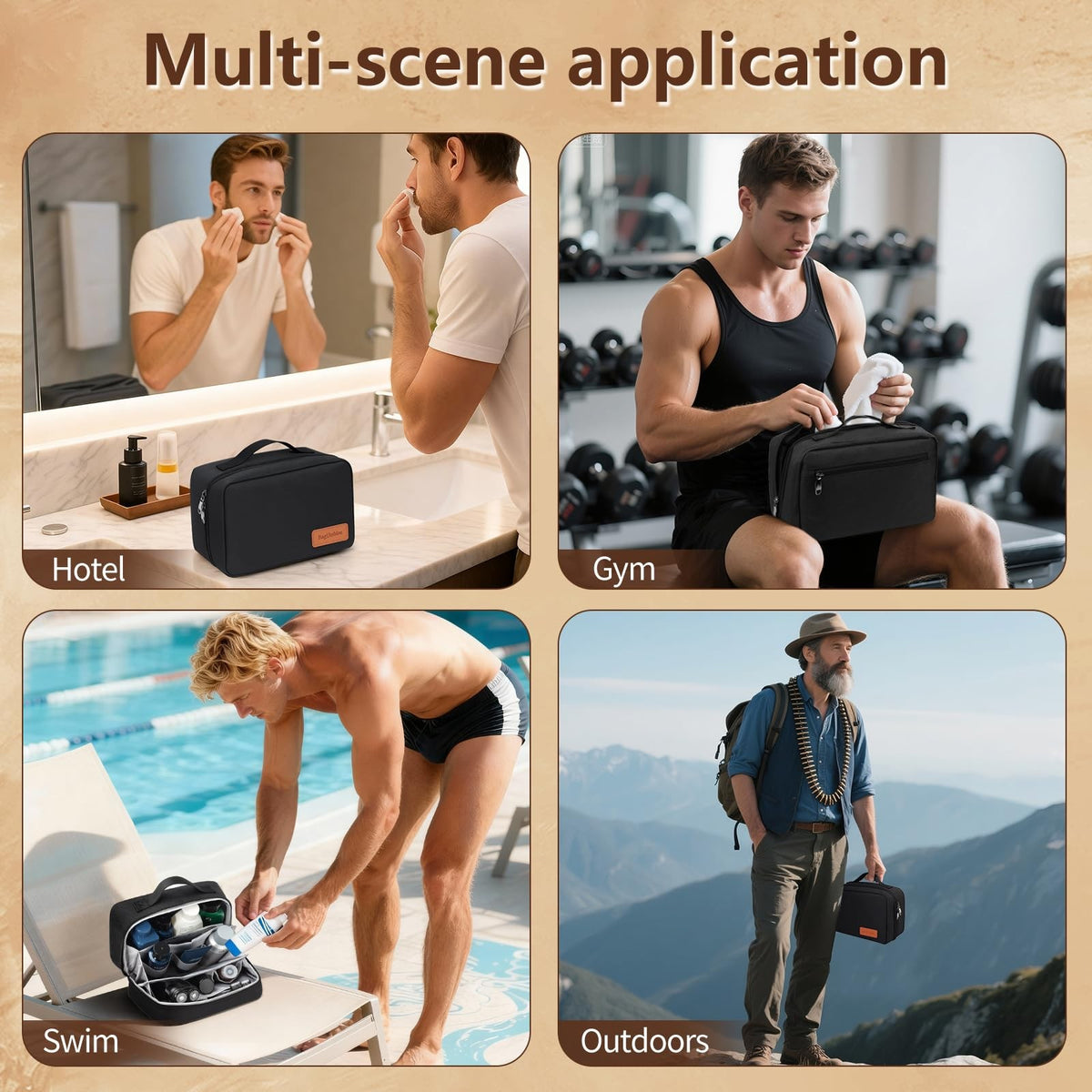 Water-Resistant Men’s Toiletry Bag with Expandable Compartments Travel Organizer