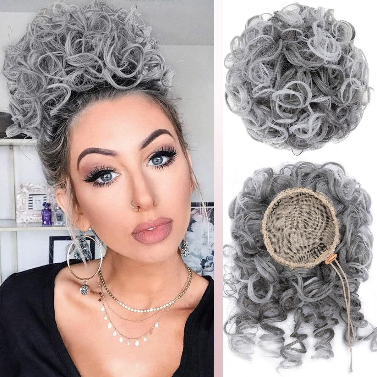 Messy Bun Hair Drawstring Curly Hairpieces for Updos and Thick Hair