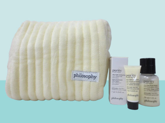 Philosophy Purity Gift Set with Travel Cosmetic Bag & Skincare Products