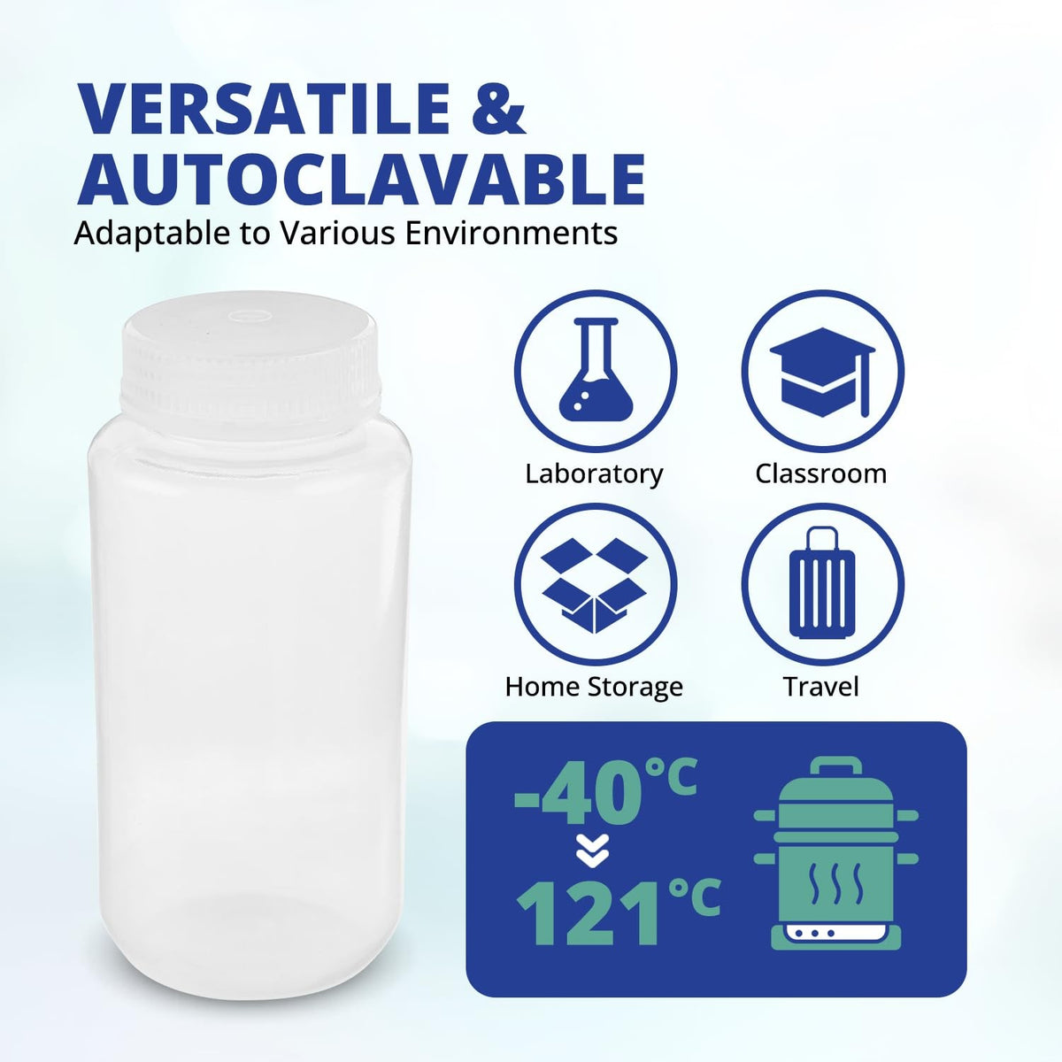 12 Pack 16 oz Plastic Sample Containers with Lids - Wide Mouth Reagent Bottles