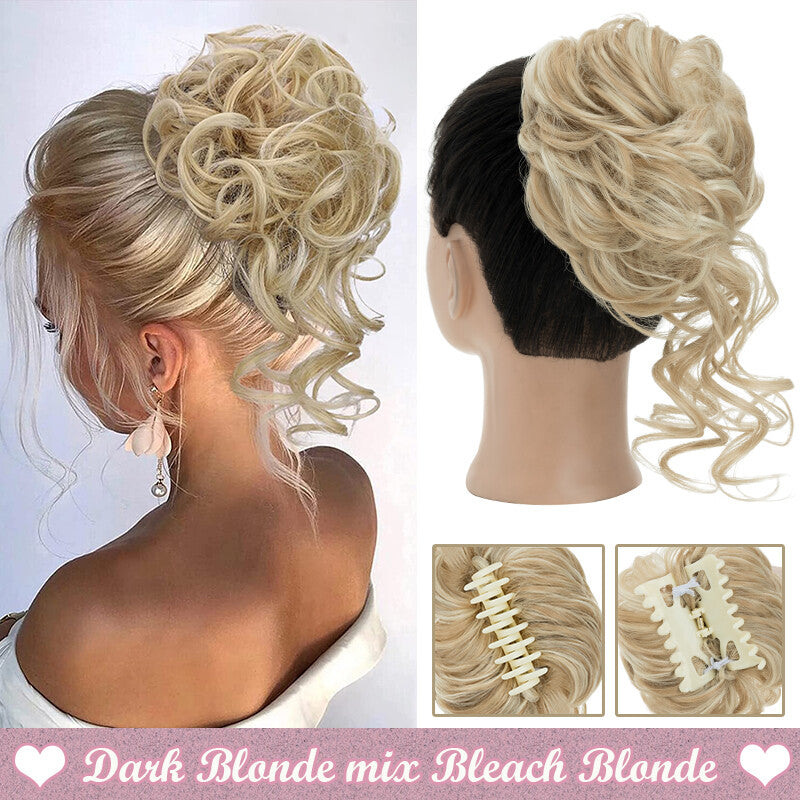 Messy Bun Claw Hair Clip Extensions - Curly Thick Updo Accessory