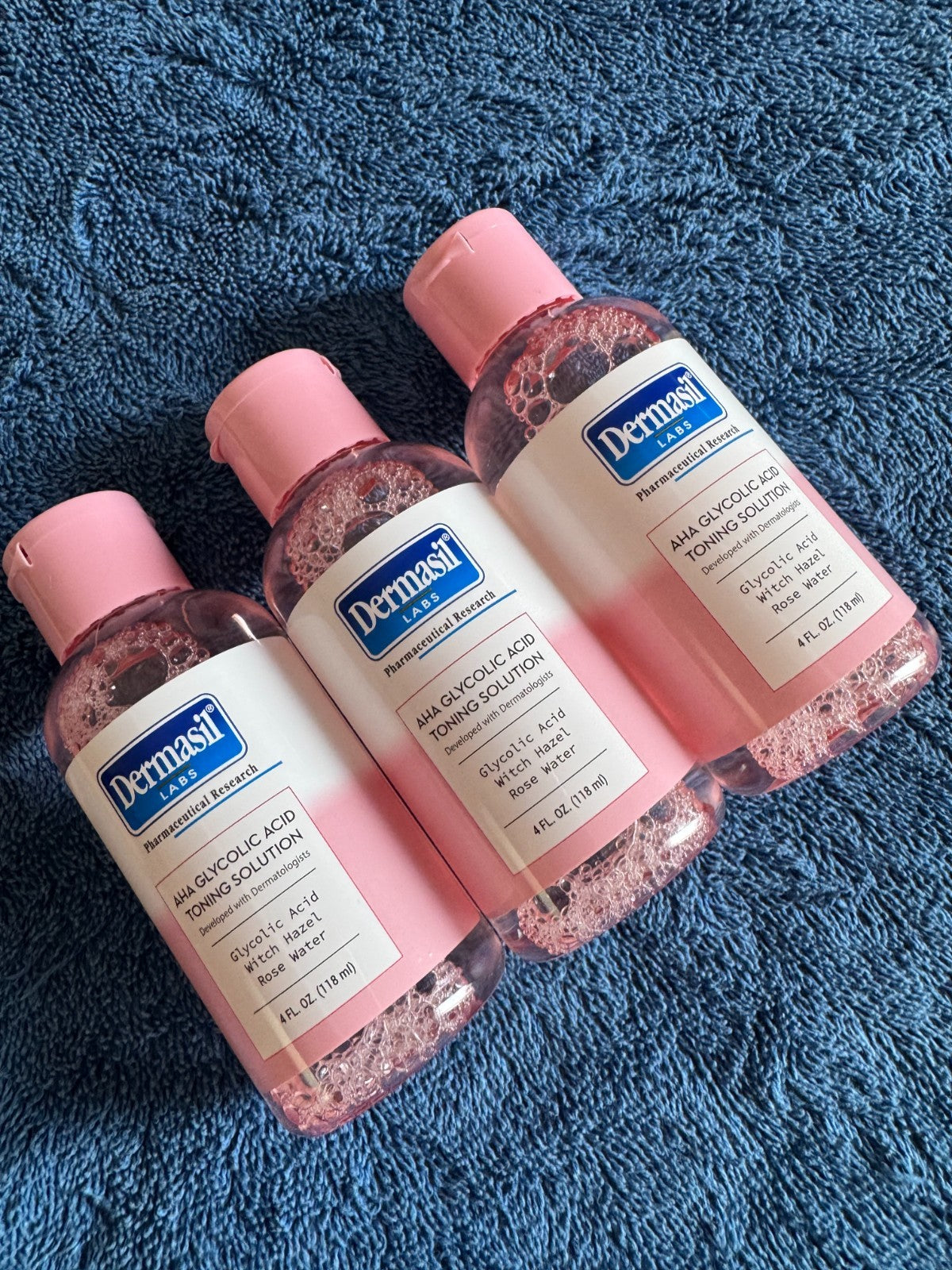 AHA Glycolic Acid Toner with Witch Hazel & Rose Water - 3 Pack, 4 fl oz