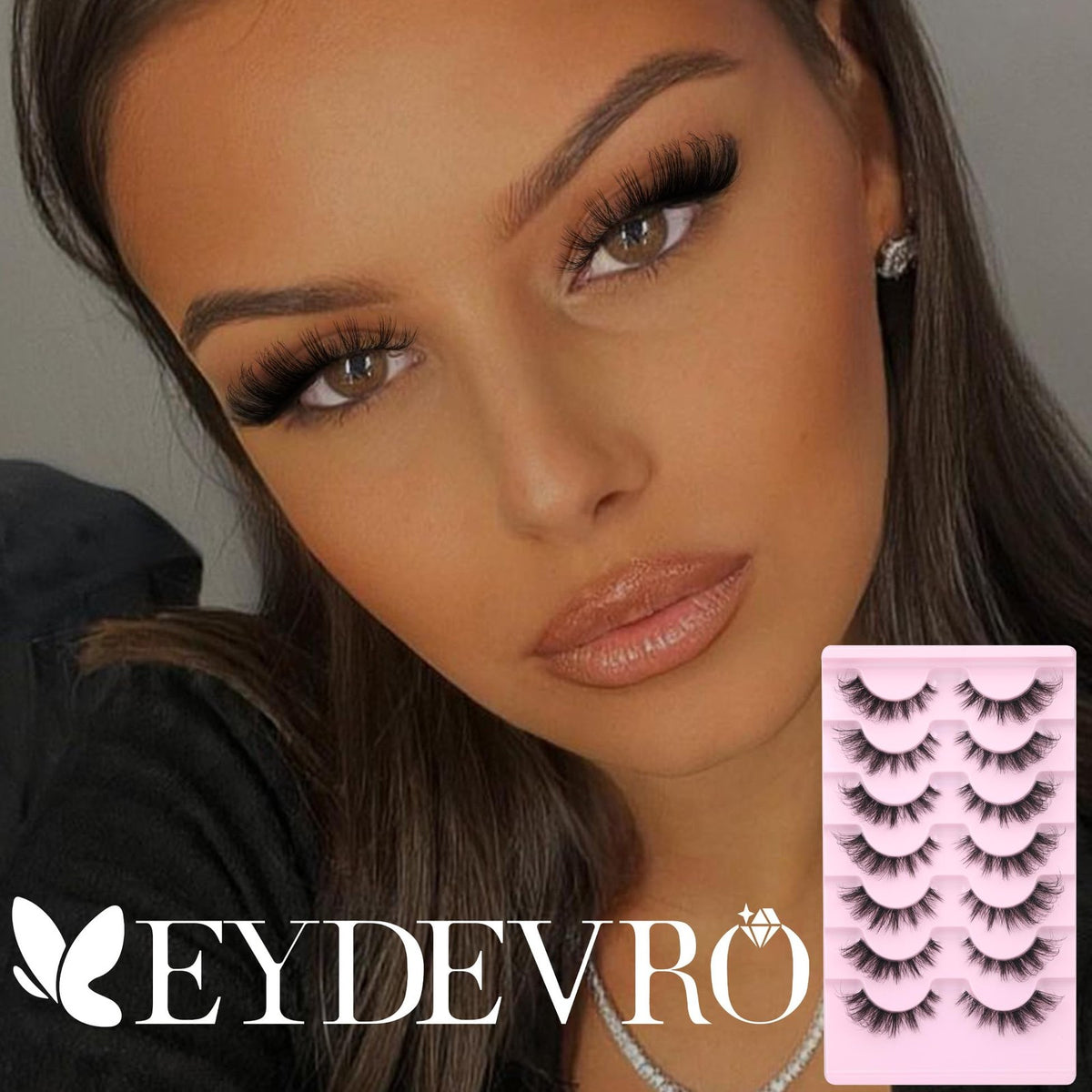 Wispy D Curl Cat Eye False Eyelashes 7 Pairs - Natural Look, Handmade