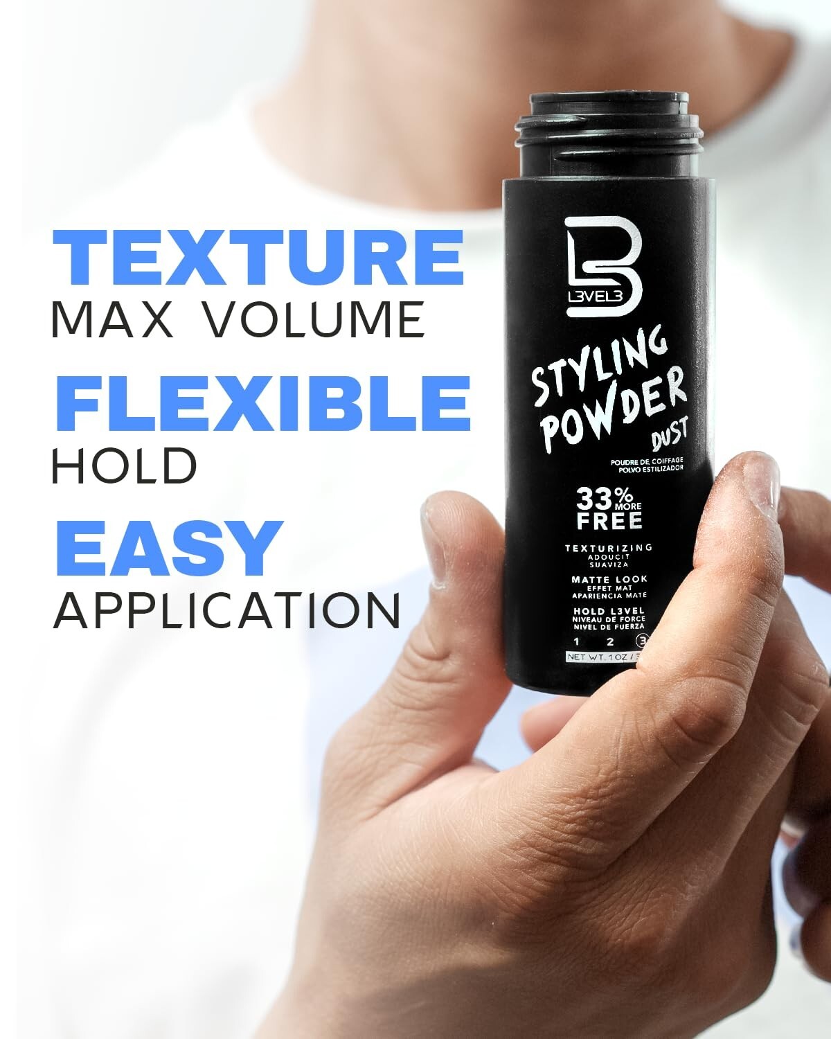Men's Texturizing Hair Powder Level 3 - Matte Finish, Medium Hold, 2 Pack