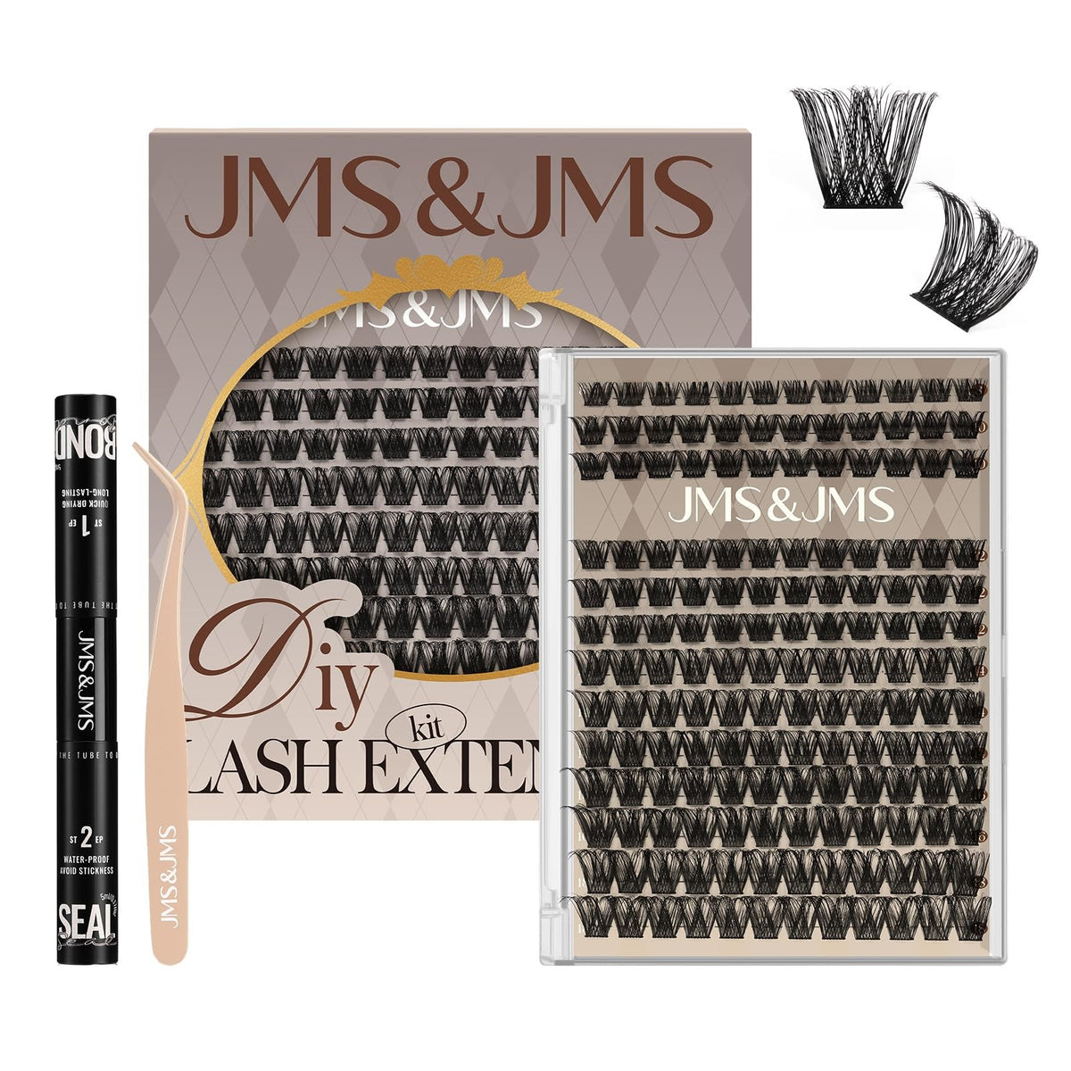 Lash Clusters Extension Kit with 156 Wispy Synthetic Lashes & Adhesive