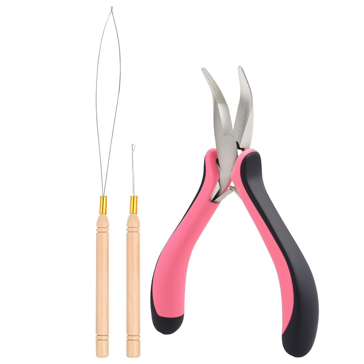 Hair Extension Pliers,3PCS Micro Link Nano Ring Tool for Pink