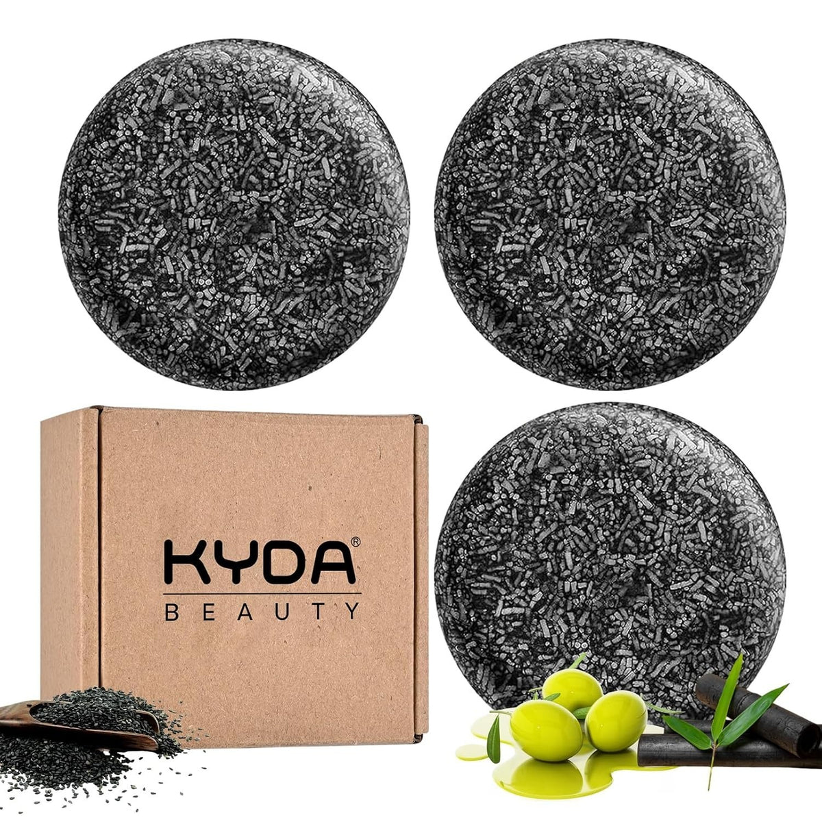 Gray Hair Reversal Shampoo Bar Set for Hair & Beard Darkening - 3 Pieces