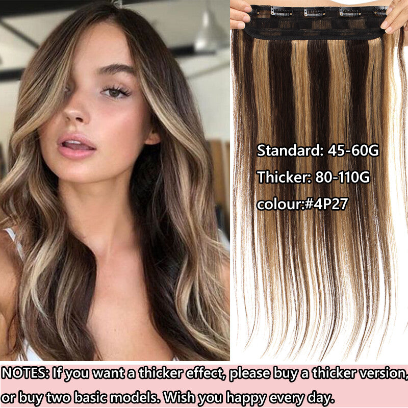 Invisible Clip-In Hair Extensions 100% Remy Human Hair - Full Head 16 Inches