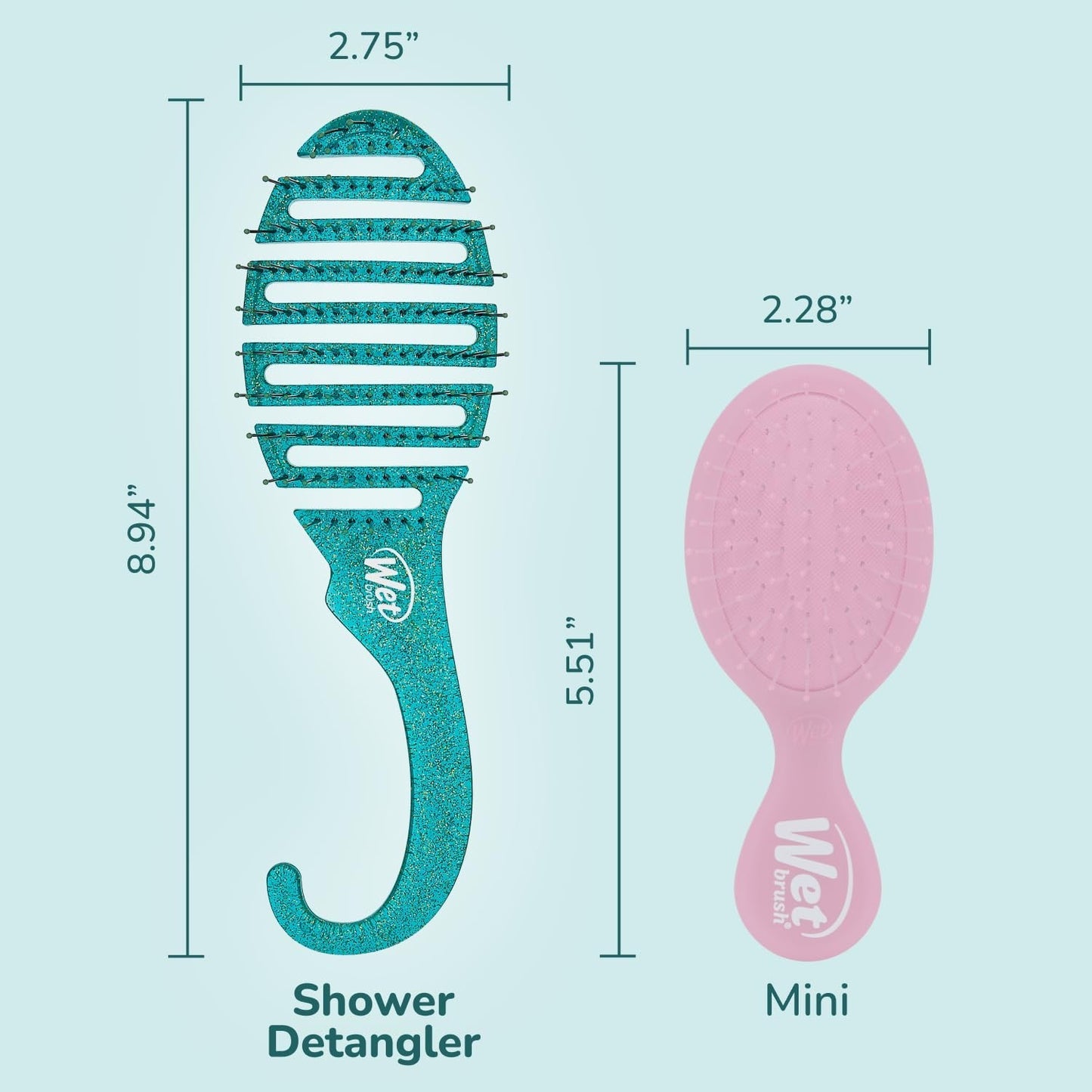 All-in-One Shower Hair Detangler Brush with Glitter - Effortless Knot Removal