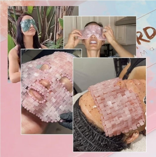 Natural Rose Quartz Sleep Mask for Relaxation and Puffy Eye Relief