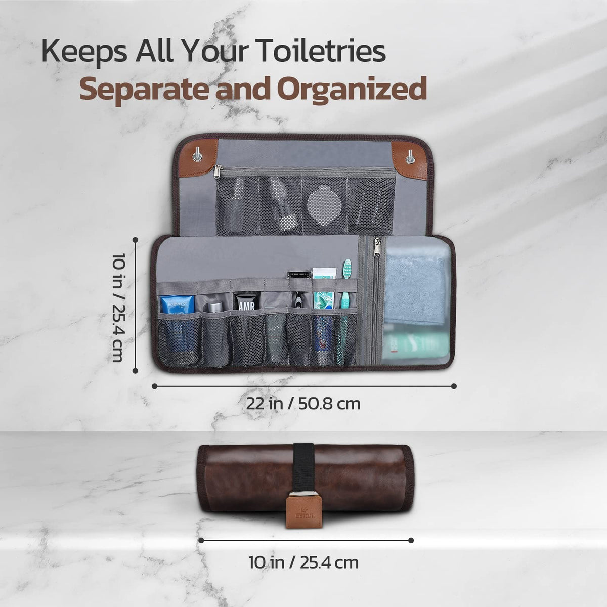 Water-Resistant Men’s Toiletry Bag Travel Organizer with Compartments