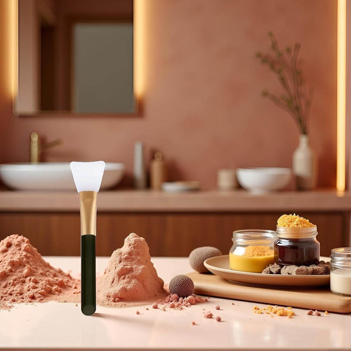 Face Mask Applicator Brush with Scraper - Soft Head for Precise Mask Application