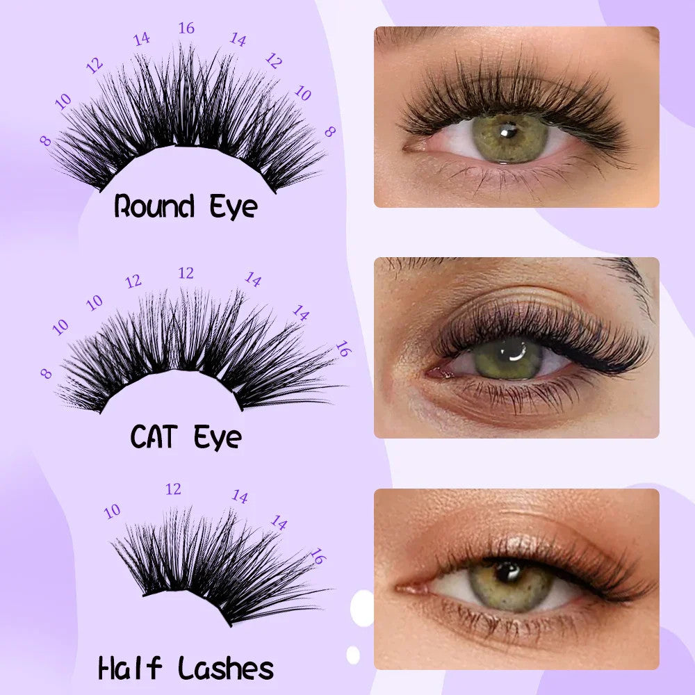 False Eyelash Extension Kit 480 Pieces Wispy Natural Fluffy Clusters