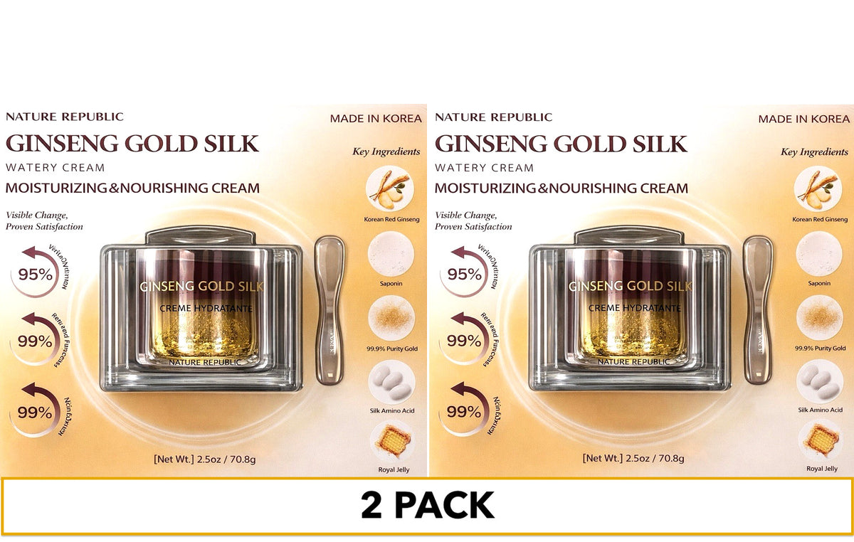 Ginseng Gold Silk Watery Cream - Anti-Aging Moisturizer for All Skin Types - 2 Pack 70.8g