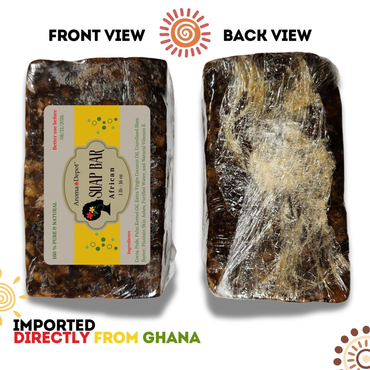 African Black Soap 2 lbs. Pure Organic Unrefined Face & Body Wash