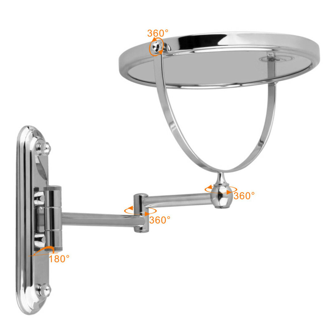 Wall Mounted Makeup Mirror with 10x Magnification & Adjustable Height