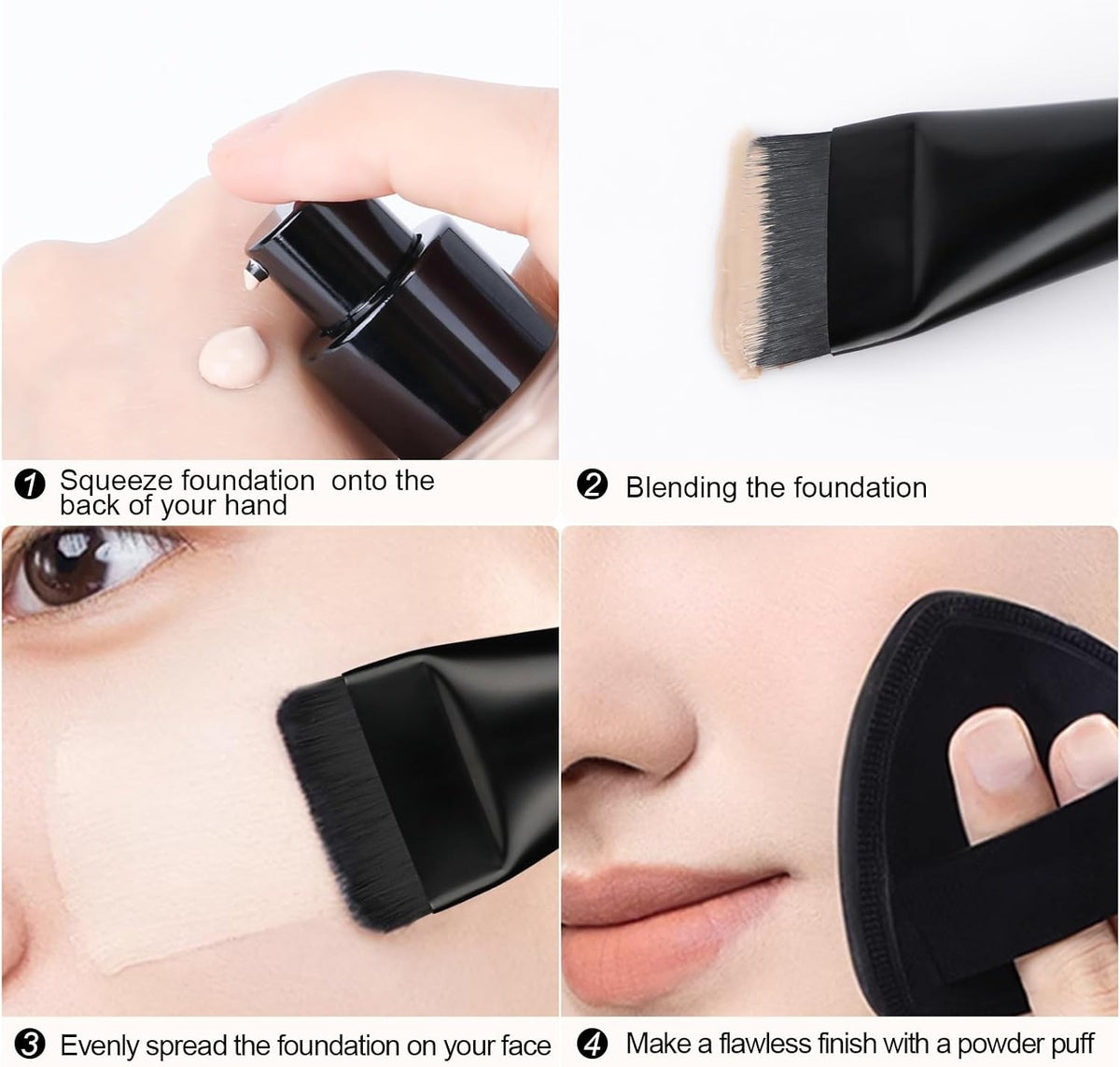 Flat Foundation Brush for Makeup & Facial Masks - 2 Pcs