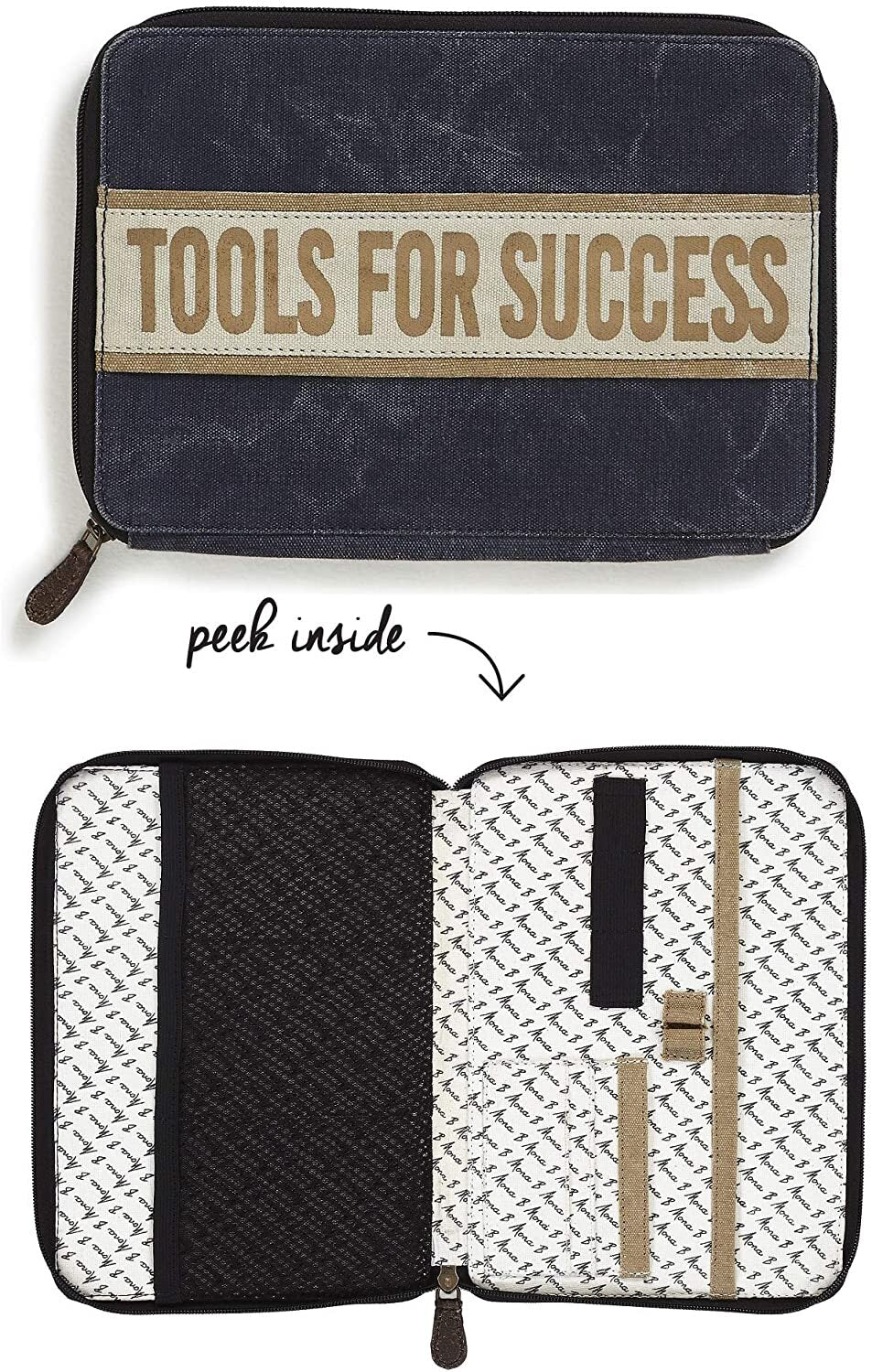 Upcycled Canvas Travel & Makeup Organizer Clutch Bag - Mona B