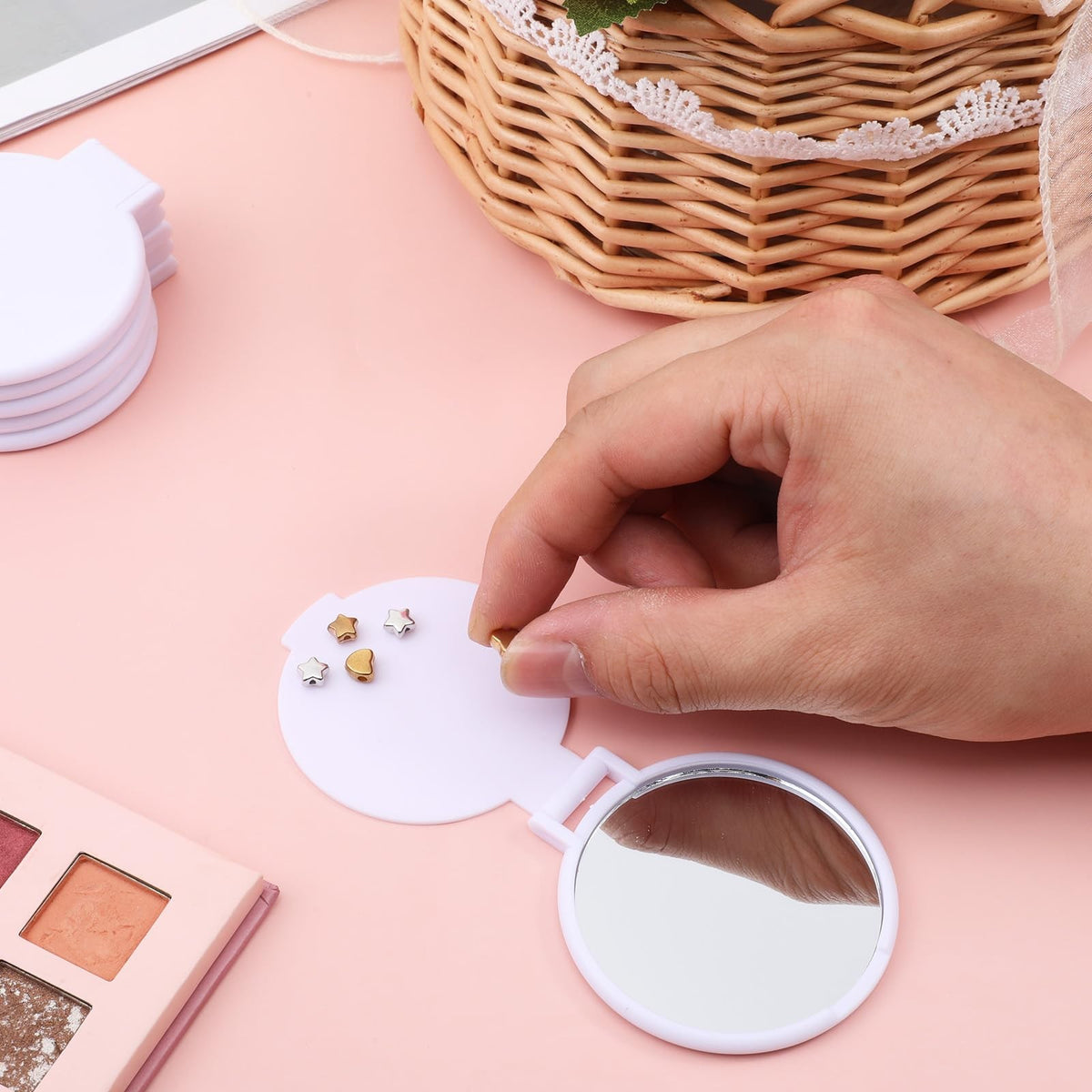 80 Pack Mini Foldable Pocket Mirrors for Travel & Makeup Touch-Ups
