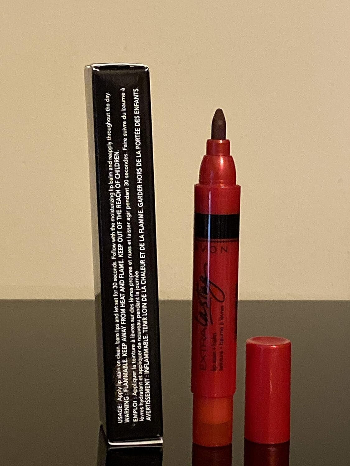 Avon Extra Lasting Lip Stain & Balm Ready Red D301 - Long Wear Lip Color