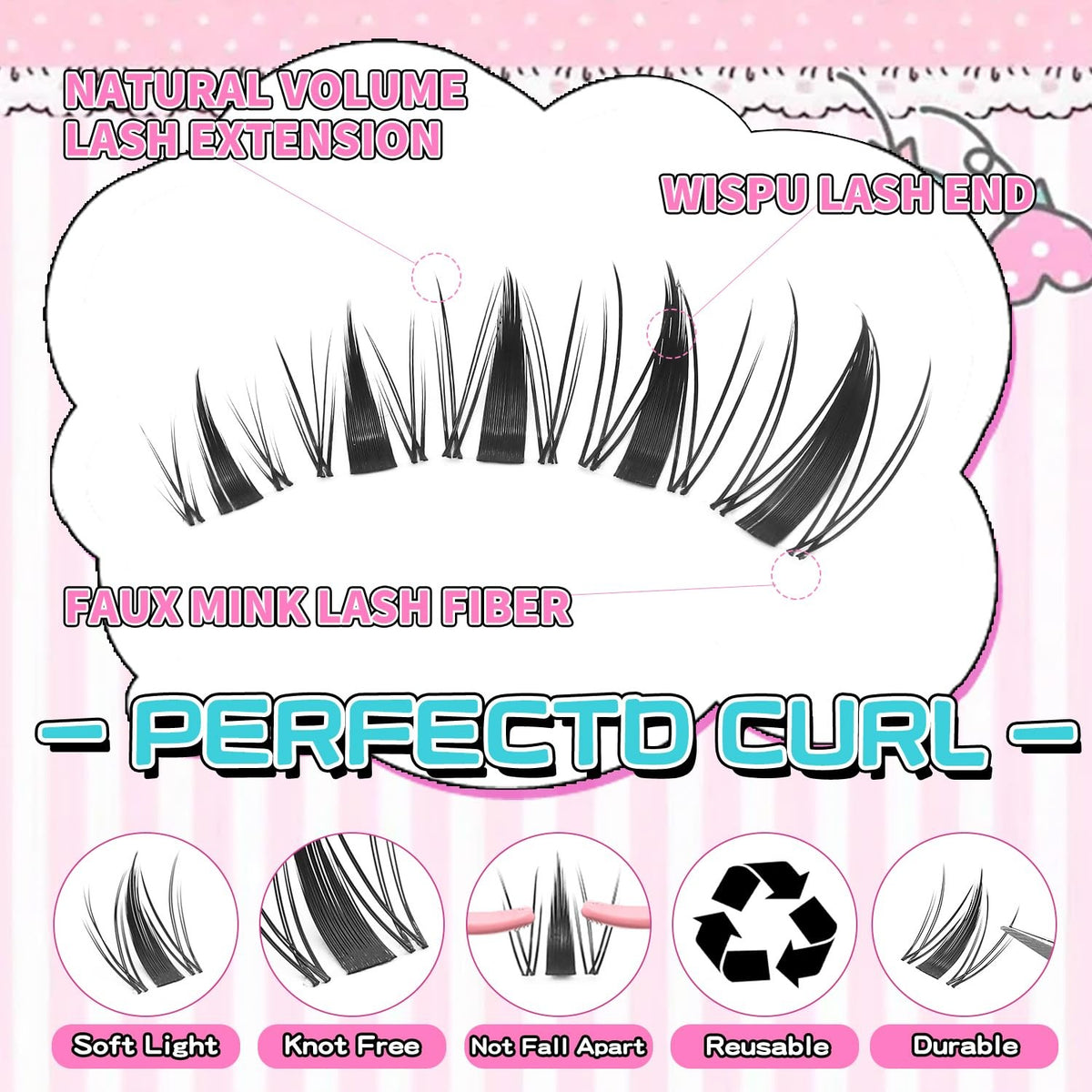 Lash Clusters Kit - 240 Natural Wispy False Eyelash Extensions, Black