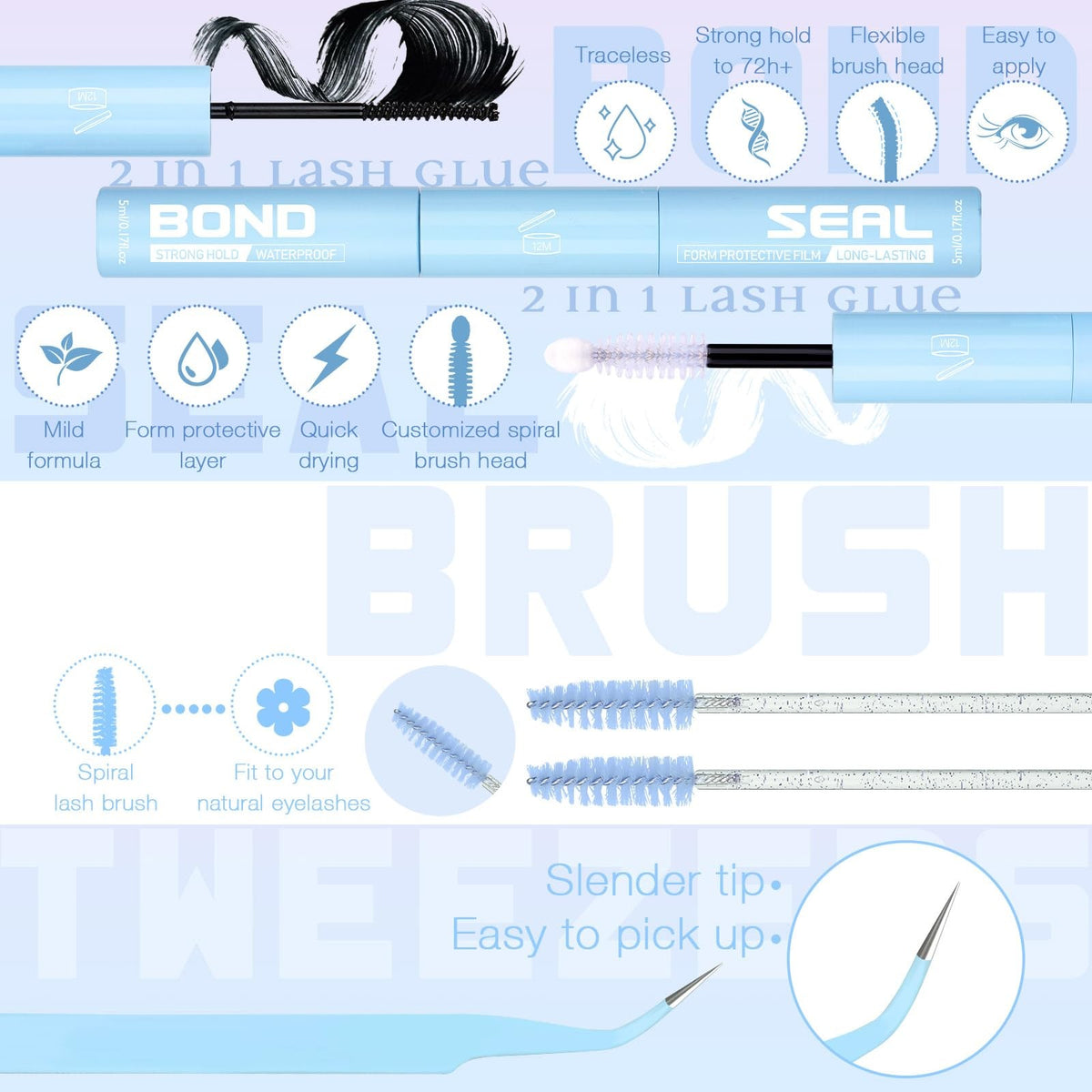 Natural Eyelash Clusters Kit with Invisible Band - DIY Lash Extensions, 100pcs