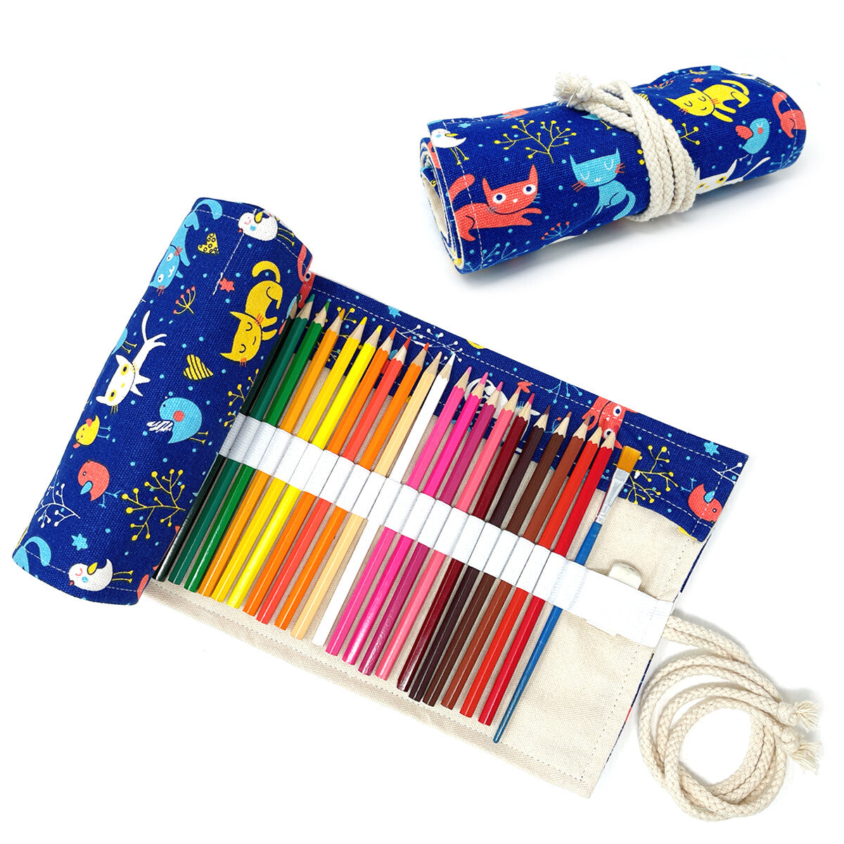 Pencil Roll Organizer with 72 Slots - Art Supply Travel Case, Canvas Wrap