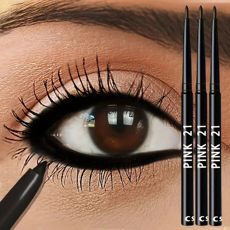 Waterproof Black Eyeliner Pencil Set - Long-Lasting & Smudge-Proof, 3 Pieces