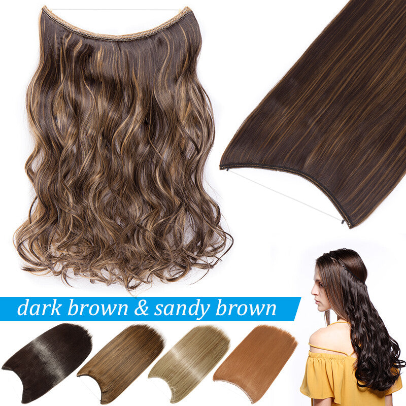 Invisible Wire Hair Extension Headband - Adjustable Wavy 20 Inches